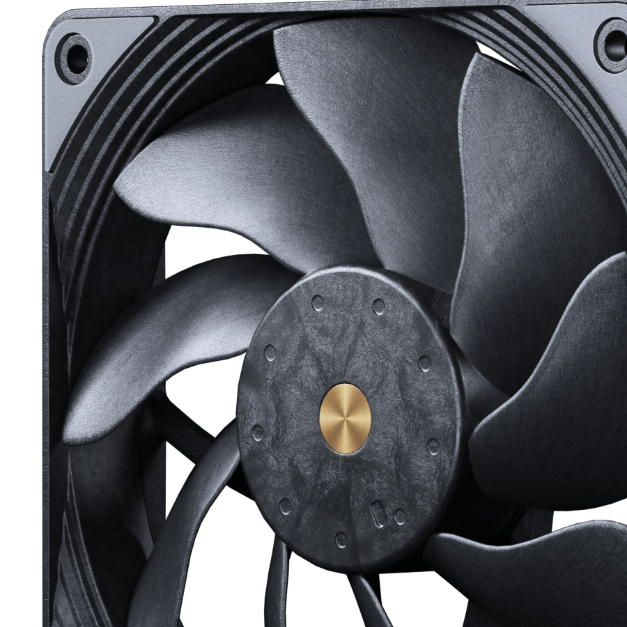 The frame and impeller share the same rigid material language.